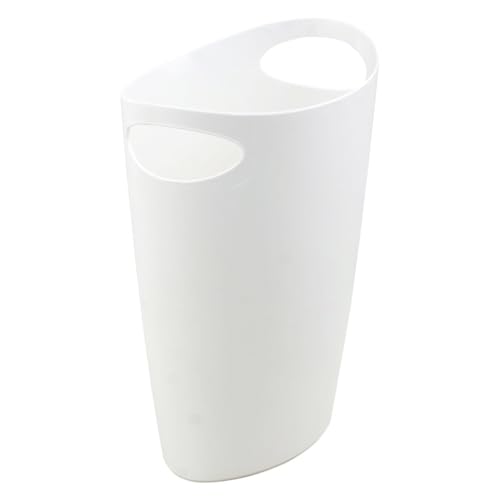 Superio Slim Bathroom Trash Can 2 Gallon White Plastic Small Compact Waste Basket for Bedroom, Dorm, Under Office Desk, Narrow Portable RV Dustbin