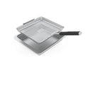 Yukon Glory BBQ 'N Serve Wide Basket Set, featuring a large perforated grill basket with a detachable handle and a solid serving tray.