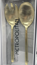 White and Gold Ceramic Salad Server Set