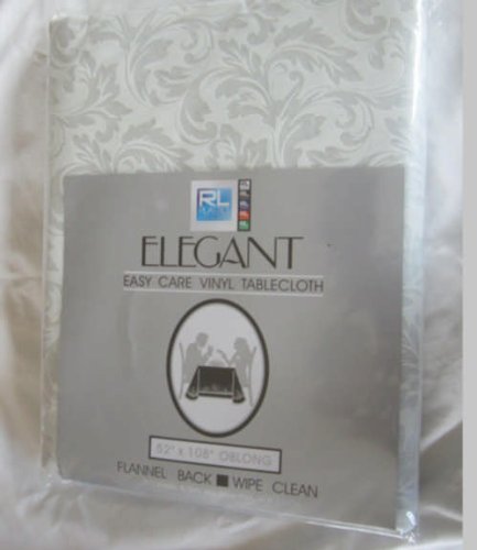 Rl Plastics 61308 Elegant Easy Care Vinyl Tablecloth with Flannel Back 52" X 108" Oblong
