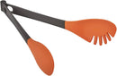 2-in-1 Silicone Food Tongs, orange and black, with slotted and solid ends for versatile cooking