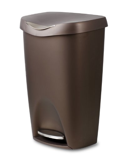 Umbra Bronze Brim Large Kitchen Trash Stainless Steel Foot Pedal 13 Gallon Step Garbage Can with Lid