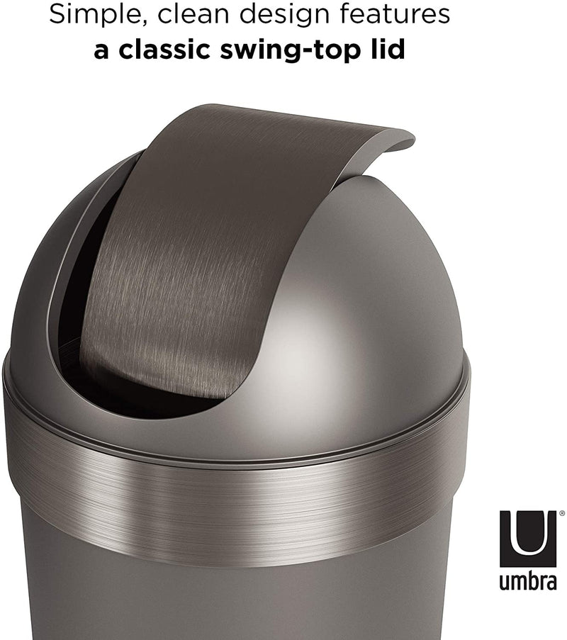 Swing-top lid design close-up with metallic finish