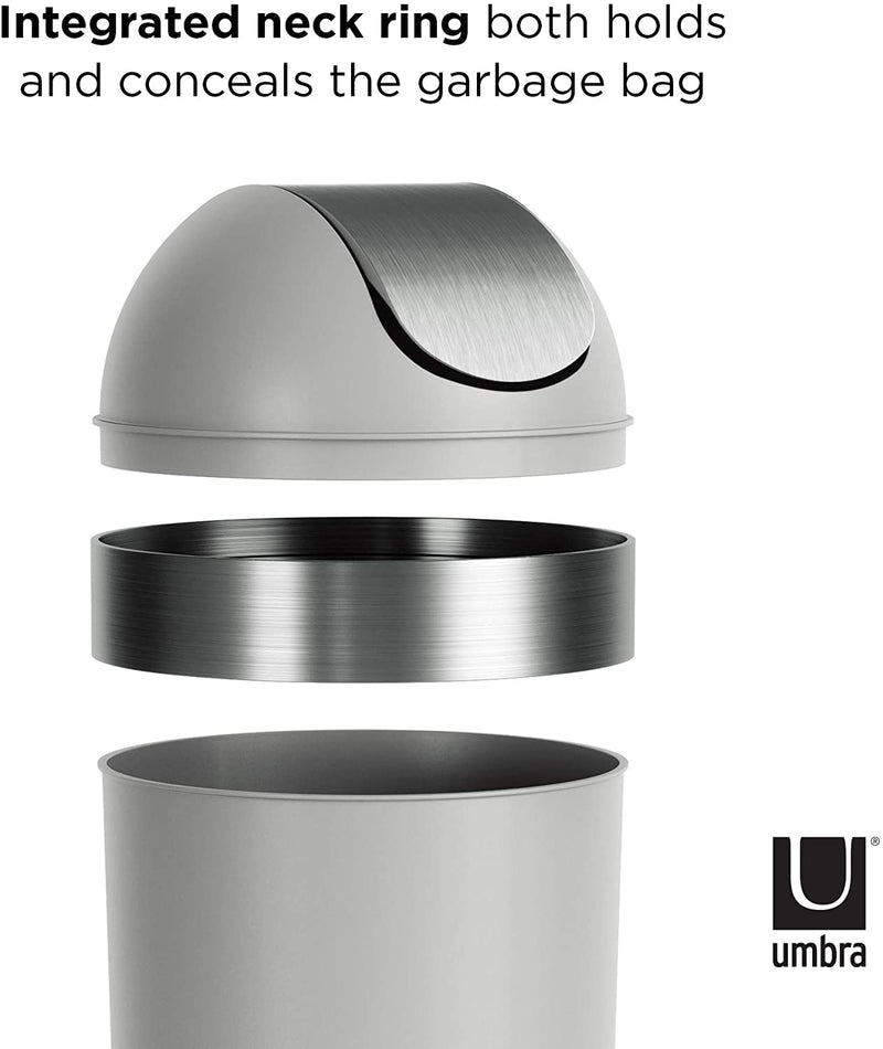 Exploded view showing lid, neck ring, and body components