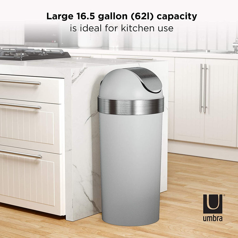 Umbra Venti trash can in white kitchen setting