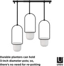 Umbra Triflora Hanging Planter, for Succulents, Herbs and Other Small Plants, Triple, White/Black