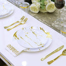 Vplus 175 Count Black and Gold Marbling Plastic Plates Sets, Disposable Dinnerware Sets for Party Halloween, Include 25 Dinner Plates,25 Dessert Plates,25 Forks,25 Knives,25 Spoons,25 Cups,25 Napkins