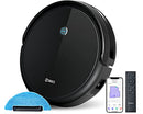 360 C50 black robot vacuum cleaner with remote control, smartphone app display, and detachable blue mopping attachment.