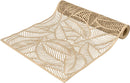 A decorative beige table runner by Home Details, showcasing a delicate rope-inspired laser-cut pattern.