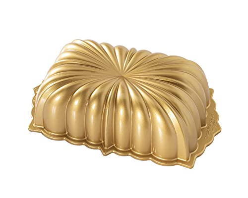 Nordic Ware Classic Fluted Loaf Pan, 6 Cup, Gold