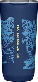 CamelBak Horizon 20oz insulated stainless steel tumbler with Protect Our Winters mountain-themed design on a white background.
