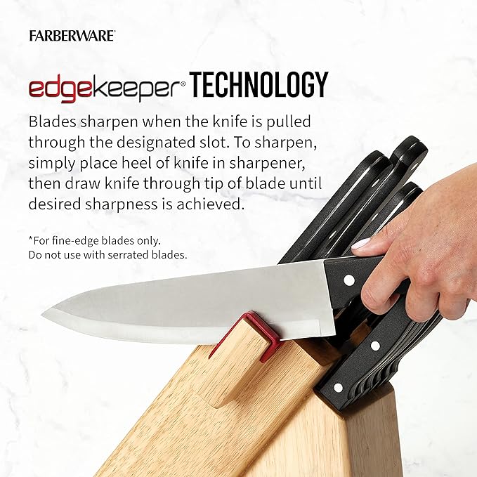 Farberware 14pc Triple Riveted Piece Knife Set with Built in Sharpener