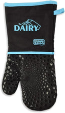 Black oven mitt with blue accent