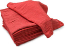Ten red Howard Berger towels against a white background