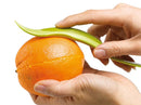 2-in-1 Fruit Peeler and Scooper peeling an orange