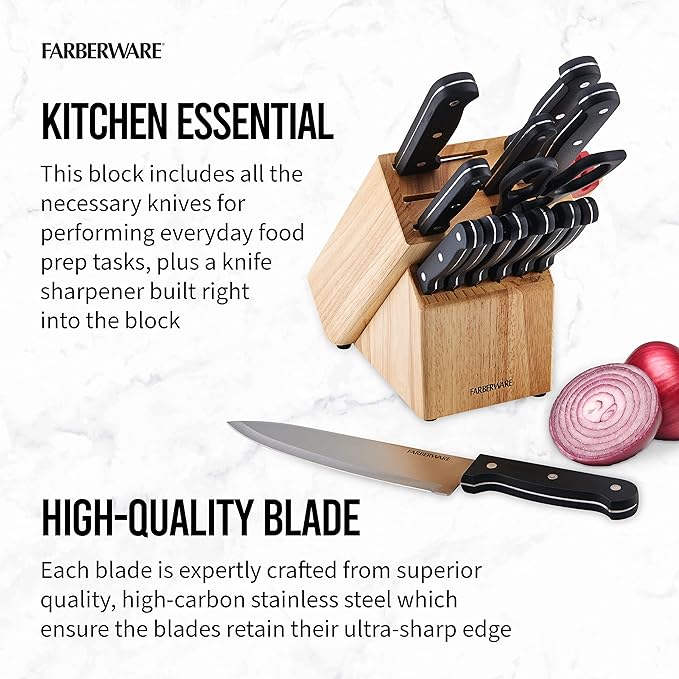 Farberware 14pc Triple Riveted Piece Knife Set with Built in Sharpener
