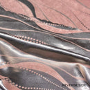 Pink Pearl tablecloth elegantly spread over a large dining table, highlighting its scalloped edges and jacquard texture.