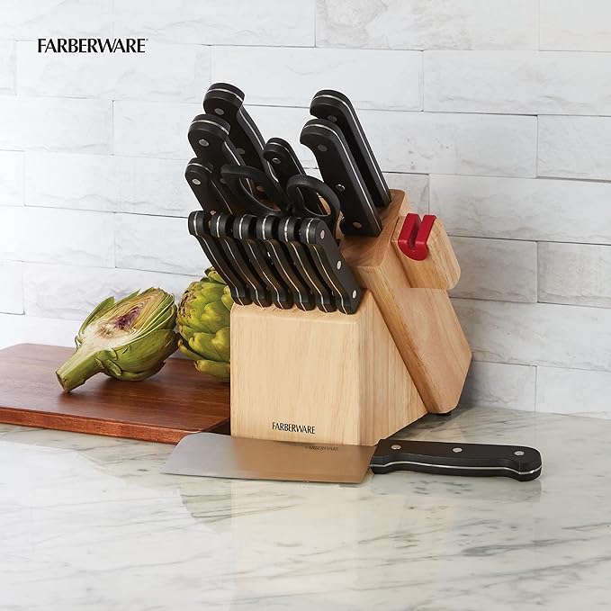 Farberware 14pc Triple Riveted Piece Knife Set with Built in Sharpener