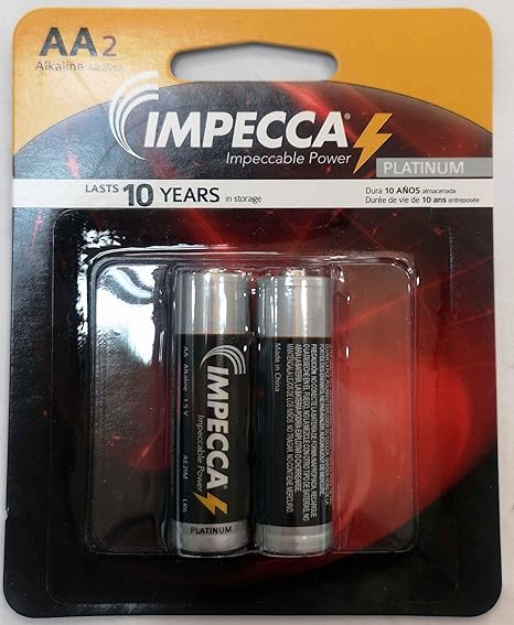 Two Impecca AAA 1.5V alkaline batteries in blister card packaging on a white background.