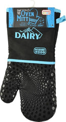 Black oven mitt with blue accent