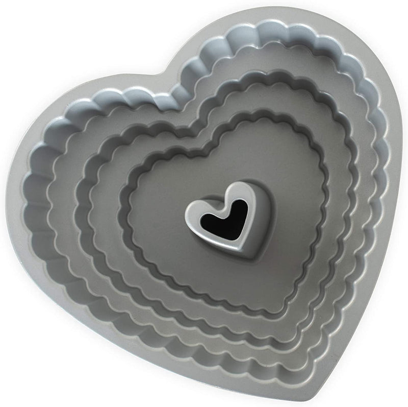 Nordic Ware Cast Bundt Bakeware Tiered Heart, 12-Cup, Toffee