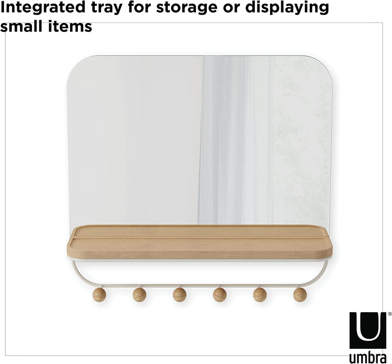 Umbra Estique Over-The-Door Multi-Use Organizer, W/Mirror, White