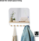 Umbra Estique Over-The-Door Multi-Use Organizer, W/Mirror, White