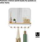 Umbra Estique Over-The-Door Multi-Use Organizer, W/Mirror, White