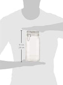 Clear glass Fido jar with square bases, featuring a glass lid, metal wire clamp, and an 85mm gasket for an airtight seal.