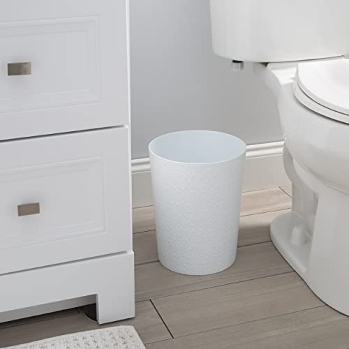 Bath Bliss Hammered Design Waste Bin | 1 Pack | Round Open Top | 10 Liter | Bathroom Trash Can | Kitchen | Office | Bedroom | Textured Plastic | Wastebasket | White