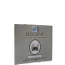 A new, packaged vinyl tablecloth that is 52 inches by 52 inches square, with a flannel backing and wipe-clean surface.