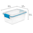 Sterilite 7.5 Qt Gasket Box, Stackable Storage Bin with Latching Lid and Tight Seal, Plastic Container to Organize Basement, Clear Base, Lid, 1-Pack
