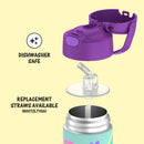 THERMOS FUNTAINER 12 Ounce Stainless Steel Vacuum Insulated Kids Straw Bottle, Rainbows