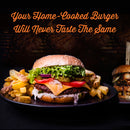 Yukon Glory Burger Serving set, Includes Premium Acacia Wood Board With Slate, Stainless Steel Fry Basket, Porcelain Condiment Cups,