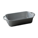 Nordic Ware Procast Classic silver loaf pan with handles and smooth interior on a white background.