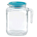 Bormioli Rocco Hermetic Seal Glass Pitcher With TEAL Lid and Spout 67.75 Ounce Great for Homemade Juice & Cold Tea or for Glass Milk Bottles
