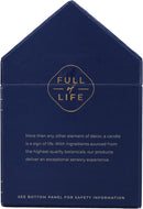Back view of the Trapp No. 4 Orange Vanilla House Box Candle packaging, displaying the "Full of Life" emblem and a brief fragrance description.