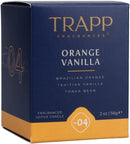 Close-up of the Trapp No. 04 Orange Vanilla Votive Candle box, showcasing its sleek navy and orange design with elegant branding.