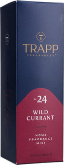 Angled view of the Trapp No. 24 Wild Currant Fragrance Mist packaging, emphasizing the sleek and modern presentation.