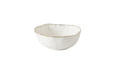 A Pampa Bay Portofino medium porcelain bowl with an elegant white finish and a delicate gold band around the rim.