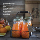 Bormioli Rocco Quattro Stagioni, Glass Canning Jar and Drinking Bottle, 13.5 Oz. with Gold Metal Airtight Lid