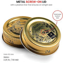 Bormioli Rocco Quattro Stagioni, Glass Canning Jar and Drinking Bottle, 13.5 Oz. with Gold Metal Airtight Lid