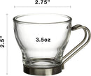 Bormioli Rocco Verdi Espresso Cup With Stainless Steel Handle, Set of 4, Gift Boxed, 3.5 ounces