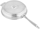 Top-down view of Cuisinart stainless steel pan showing flat cooking surface