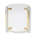 Gold and white acrylic washing cup with two handles for Netilat Yadayim ritual handwashing