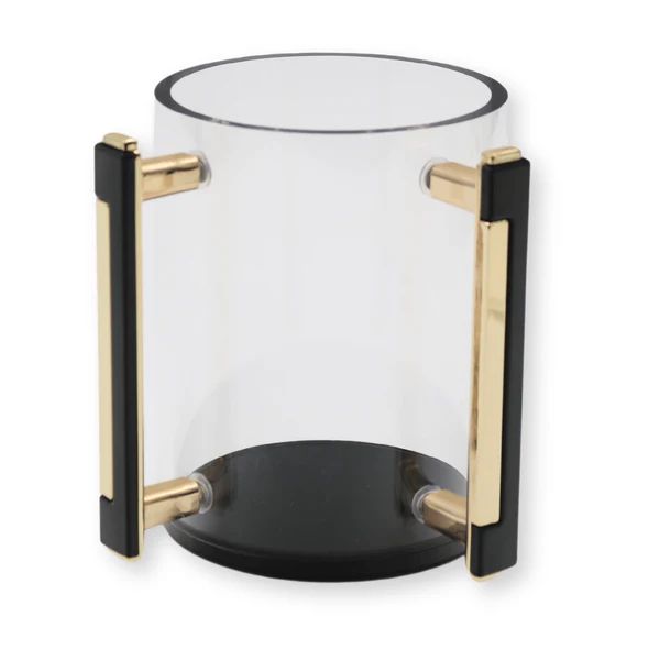 Majestic Giftware Acrylic Washing Cup – Black and Gold, Dual Handle Netilat Yadayim