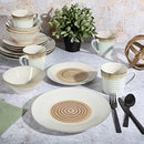 Gibson Elite Spiral 16 Piece Reactive Embossed Dinnerware Set - Taupe