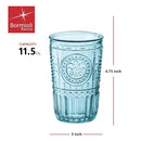 Bormioli Rocco Romantic Set Of 4 Tumbler Glasses, 11.5 Oz. Colored Crystal Glass, Light Blue, Made In Italy.