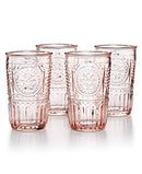 Bormioli Rocco Romantic Set Of 4 Tumbler Glasses, 11.5 Oz. Colored Crystal Glass, Cotton Candy Pink, Made In Italy.