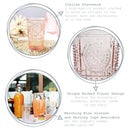 Bormioli Rocco Romantic Set Of 4 Tumbler Glasses, 11.5 Oz. Colored Crystal Glass, Cotton Candy Pink, Made In Italy.